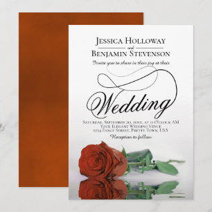 Elegant Rust Oranje Roos Classy Script Weddenschap Kaart