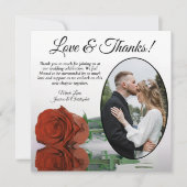 Elegant Rust Oranje Roos Oval Foto Weddenschap Bedankkaart (Voorkant)