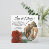 Elegant Rust Oranje Roos Oval Foto Weddenschap Bedankkaart (Staand voorkant)