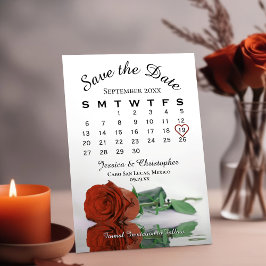 Elegant Rust Oranje Roos Wedding Calendar Save The Date