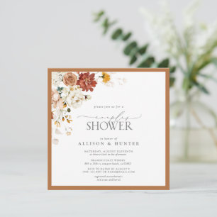 Elegant Rust Oranje Waterverf Couples Shower Invi Kaart
