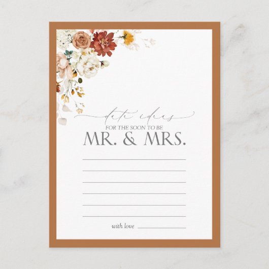 Elegant Rust Oranje Waterverf Floral Date Ideeën Briefkaart (Voorkant)