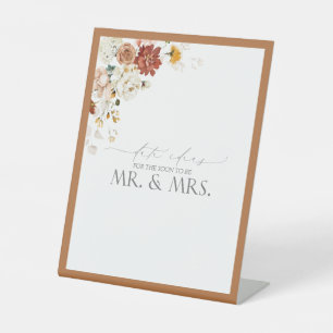 Elegant Rust Oranje Waterverf Floral Date Ideeën Reclamebord Met Voetstuk