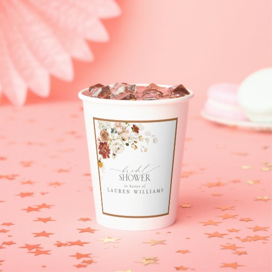 Elegant Rust Oranje Waterverf Vrijgezellenfeest Papieren Bekers (Insitu)