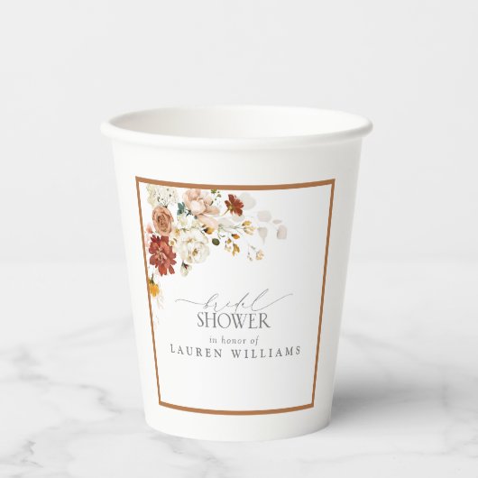 Elegant Rust Oranje Waterverf Vrijgezellenfeest Papieren Bekers (Voorkant)