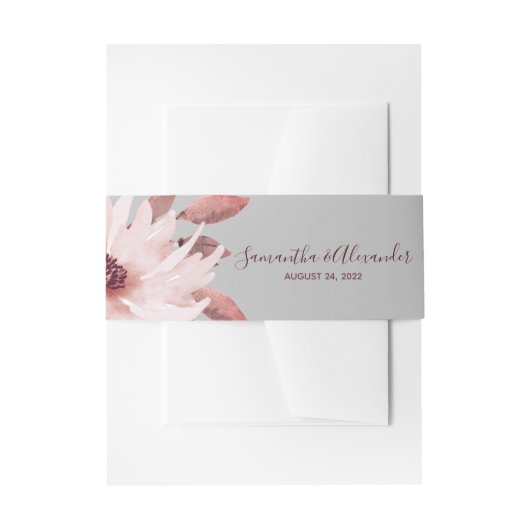 Elegant Rust Pink Waterverf Floral Wedding Uitnodigingen Wikkel (Voorkant Voorbeeld)