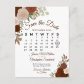 Elegant Rust Rozen Wedding Save the Date Calendar Aankondigingskaart (Voorkant)