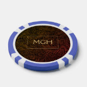 Elegant  Rust Sinaasappel Bloemen Goud Monogram Poker Chips (Enkel)