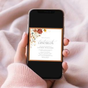 Elegant Rust Sinaasappel Floral Bridal Luncheon Kaart