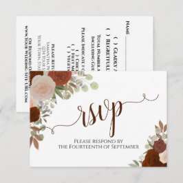 Elegant Rust Sinaasappel Floral Calligraphy Weddin RSVP Kaartje