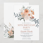 Elegant Rust Sinaasappel Floral Greenery Retiremen Kaart (Voorkant / Achterkant)