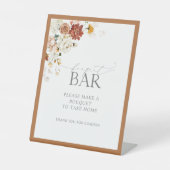 Elegant Rust Sinaasappel Floral Shower Bouquet Bar Reclamebord Met Voetstuk (Voorkant)
