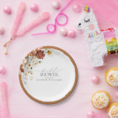 Elegant Rust Sinaasappel Floral Vrijgezellenfeest Papieren Bordje (Feest)