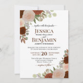 Elegant Rust Sinaasappel & Peach Rozen Boho Weddin Kaart (Voorkant)
