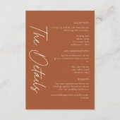 Elegant Rust Terracotta Minimalist Wedding Informatiekaartje (Voorkant)