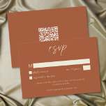 Elegant Rust Terracotta Minimalist Wedding RSVP Kaartje<br><div class="desc">Celebrate your love with this minimalist rust terracotta wedding response card with a QR code design. Featuring an elegant,  simple design,  it's perfect for an elegant autumn ceremony. This earthy,  modern look offers a warm and sophisticated feel for your fall wedding. Created by Simply Farmhouse Press.</div>