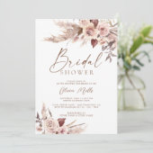 Elegant Rust Terracotta Pampas Boho Vrijgezellenfe Kaart (Staand voorkant)