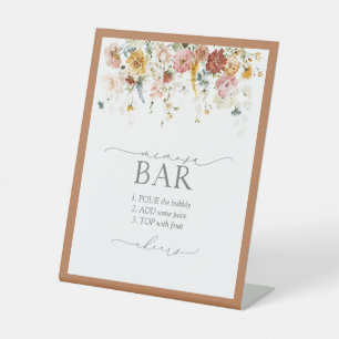 Elegant Rust Wildflower Vrijgezellenfeest Mimosa B Reclamebord Met Voetstuk