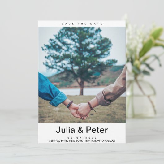 Elegant Rustic - aangepaste foto slaat de datum op Kaart (Staand voorkant)