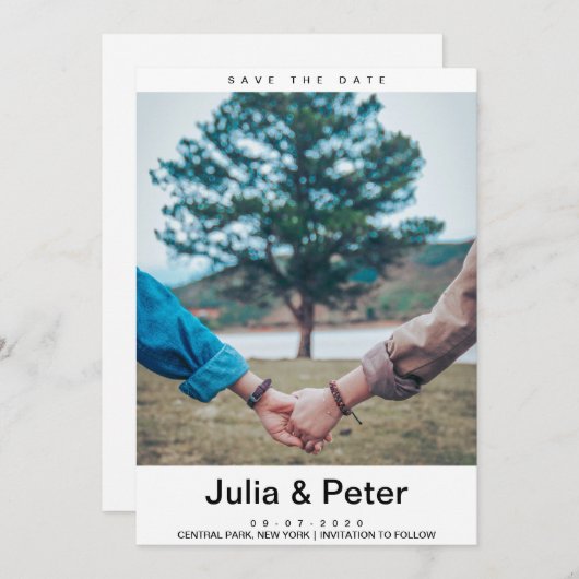 Elegant Rustic - aangepaste foto slaat de datum op Kaart (Voorkant / Achterkant)