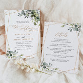 Elegant Rustic All-in-One Gold Greenery Wedding Kaart