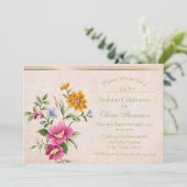 Elegant Rustic Antiek Gold Floral 60e verjaardag Kaart (Staand voorkant)