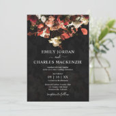 Elegant Rustic Autumn Flowers Wedding Invitation Kaart (Staand voorkant)