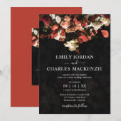Elegant Rustic Autumn Flowers Wedding Invitation Kaart (Voorkant / Achterkant)