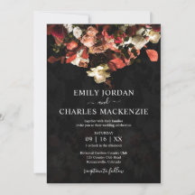 Elegant Rustic Autumn Flowers Wedding Invitation