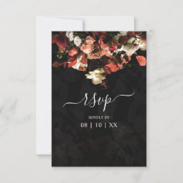 Elegant Rustic Autumn Flowers Wedding RSVP Kaart