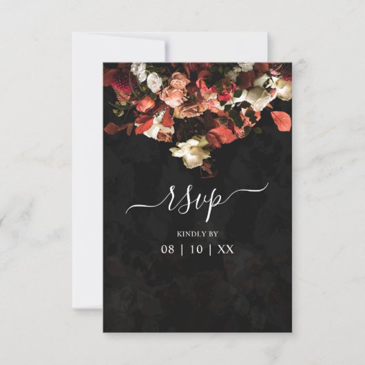 Elegant Rustic Autumn Flowers Wedding RSVP Kaart (Voorkant)