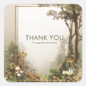Elegant Rustic Autumn Forest Gold Frame Vierkante Sticker (Voorkant)