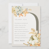 Elegant Rustic Autumn Pumpkin Arch Floral Wedding Bedankkaart (Voorkant)