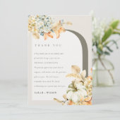 Elegant Rustic Autumn Pumpkin Arch Floral Wedding Bedankkaart (Staand voorkant)