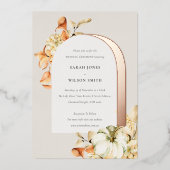 Elegant Rustic Autumn Pumpkin Arch Floral Wedding Folie Uitnodiging (Voorkant)
