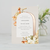 Elegant Rustic Autumn Pumpkin Arch Floral Wedding Folie Uitnodiging (Staand Voorkant)