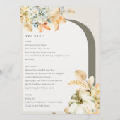 Elegant Rustic Autumn Pumpkin Arch Floral Wedding Menu (Voorkant)