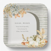Elegant Rustic Autumn Pumpkin Arch Floral Wedding Papieren Bordje (Voorkant)