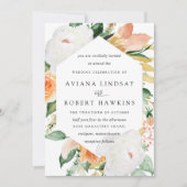 Elegant Rustic Autumn Roos Peony Floral Wedding Kaart (Voorkant)