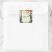 Elegant Rustic Autumn Tree Gold Frame Forest Vierkante Sticker (Tas)