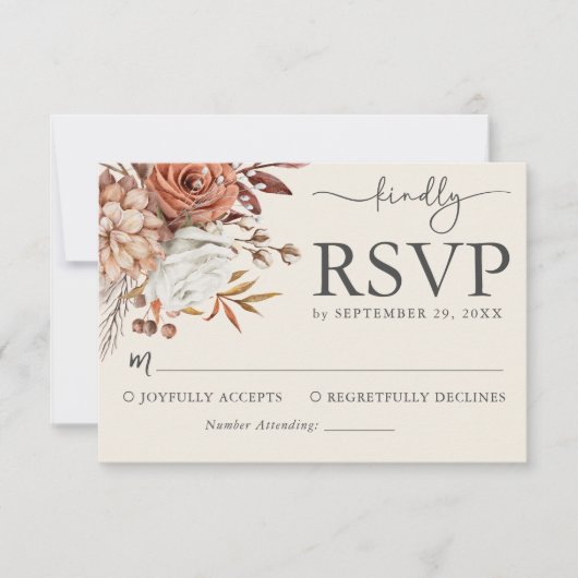Elegant Rustic Autumn Wedding RSVP Card (Voorkant)
