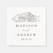 Elegant Rustic Barn Personalized Wedding Servet (Voorkant)