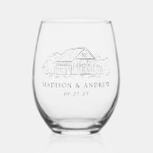 Elegant Rustic Barn Personalized Wedding Wijnglas Zonder Voet (Voorkant)
