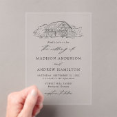 Elegant Rustic Barn Wedding Acryl Uitnodigingen (Insitu (Draagbaar))