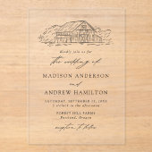 Elegant Rustic Barn Wedding Acryl Uitnodigingen (Voorkant)