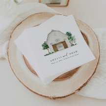 Elegant Rustic Barn Wedding Cocktail Napkins