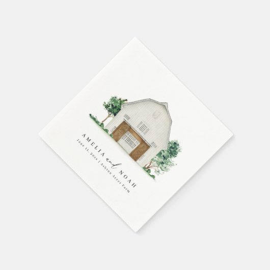 Elegant Rustic Barn Wedding Cocktail Napkins Servet (Hoek)