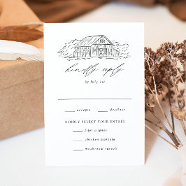 Elegant Rustic Barn Wedding Meal Choice RSVP Kaartje