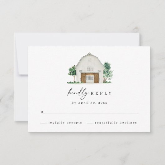 Elegant Rustic Barn Wedding RSVP Kaart (Voorkant)