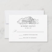 Elegant Rustic Barn Wedding RSVP Kaartje (Voorkant)
